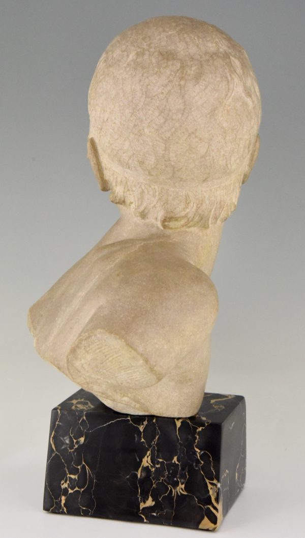 Art Deco marble bust of a boy, the child Achilles