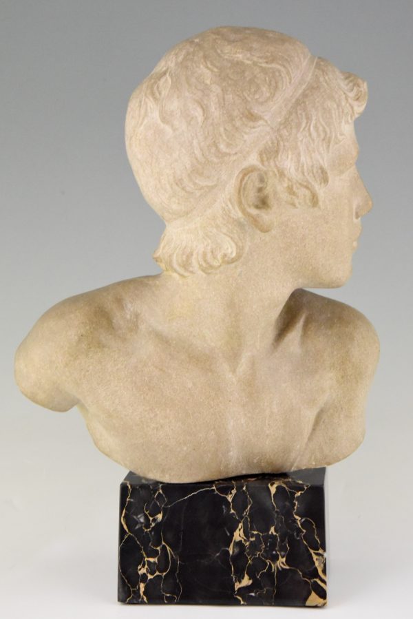 Art Deco marble bust of a boy, the child Achilles