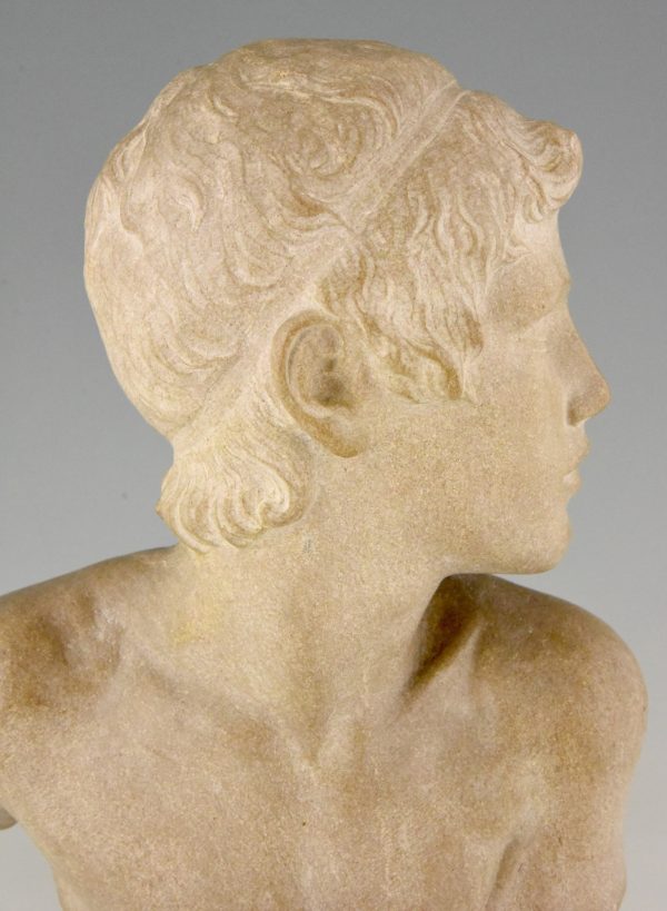 Art Deco marble bust of a boy, the child Achilles