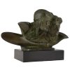 Art Deco bronze beeld buste van twee piloten vliegeniers Costes en Bellonte