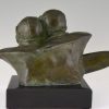 Art Deco bronze beeld buste van twee piloten vliegeniers Costes en Bellonte