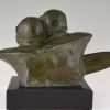 Art Deco bronze sculpture bust of two pilots aviators Costes and Bellonte