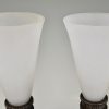 A pair of Art Deco wrought iron & glass table lamps