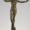 Art Deco Bronze Skulptur Frauenakt Tänzerin