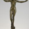 Art Deco bronze sculpture of a nude dancer