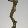 Art Deco bronze sculpture of a nude dancer