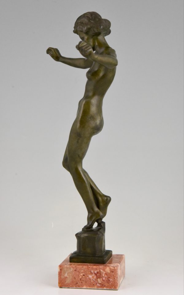 Art Deco bronzen beeld vrouwelijk naakt.