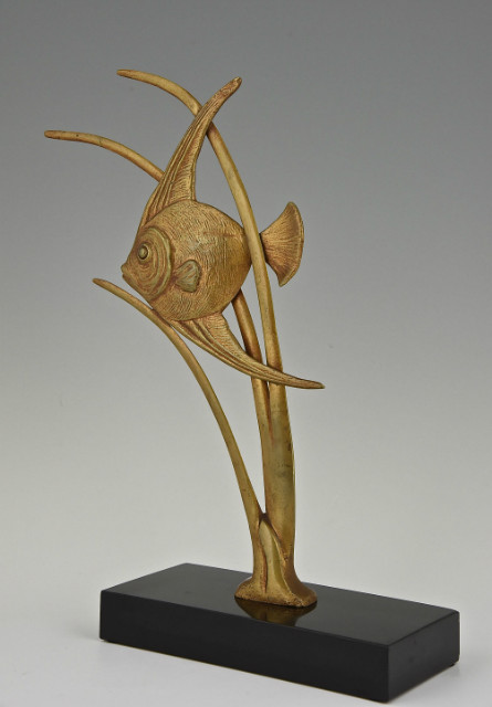 Art Deco bronze fish sculpture.