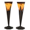 Pair of Art Deco pate de verre and wrought iron table lamps