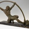 Art Deco bronze sculpture bending bar man l’age du bronze