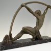 Art Deco bronze sculpture bending bar man l’age du bronze