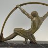 Art Deco sculpture en bronze “l’age du bronze” homme avec barre