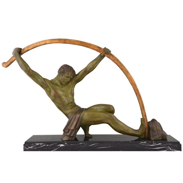 Art Deco sculpture athlete bending a bar, L’age du bronze