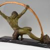 Art Deco sculpture athlete bending a bar, L’age du bronze