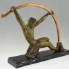 Art Deco sculpture athlete bending a bar, L’age du bronze