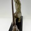 Art Deco sculpture athletic man bending a bar