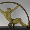 Art Deco Skulptur atletischer Mann mit Stab “l’age du bronze”