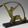 Art Deco Skulptur atletischer Mann mit Stab “l’age du bronze”