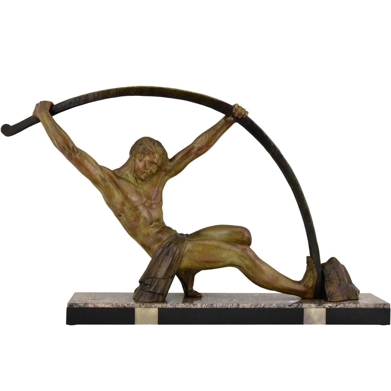 Art Deco sculptuur man die staaf buigt l’age du bronze Art Deco sculptuur man die staaf buigt l’age du bronze