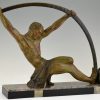 Art Deco sculpture “l’age du bronze” homme avec barre