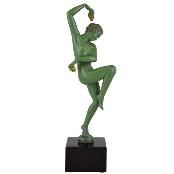 Art Deco sculpture danseuse nue aux raisins