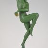 Art Deco sculpture danseuse nue aux raisins