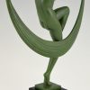 Art Deco sculptuur dansend naakt met sluier Folie