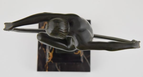 Art Deco sculpture of a nude scarf dancer