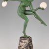 Art Deco Skulptur Tänzerin Frauenakt mit Scheiben