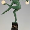 Art Deco sculpture nude disc dancer 19.5 inch tall