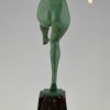 Art Deco sculpture nude disc dancer 19.5 inch tall