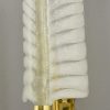 Pair of feather shaped glass and gilt brass sconces