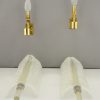 Pair of feather shaped glass and gilt brass sconces