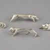 Set of 12 silvered Art Deco animal knife rests in case