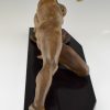 Art Deco bronze sculpture gladiator with spear and shield