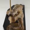 Art Deco bronzen beeld Gladiator met speer en schild