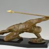 Art Deco bronzen beeld Gladiator met speer en schild