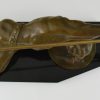 Art Deco bronzen beeld Gladiator met speer en schild