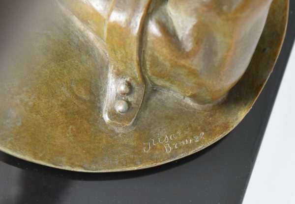 Art Deco bronzen beeld Gladiator met speer en schild