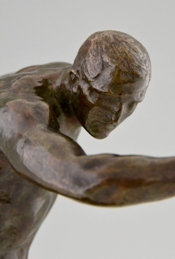 Antike Bronze Skulptur Männlicher Akt Sportler