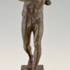 Antiek bronzen beeld mannelijk naakt, atleet