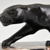 Art Deco bronze sculpture of two panthers