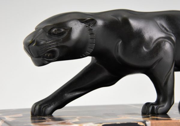 Art Deco bronze sculpture of two panthers