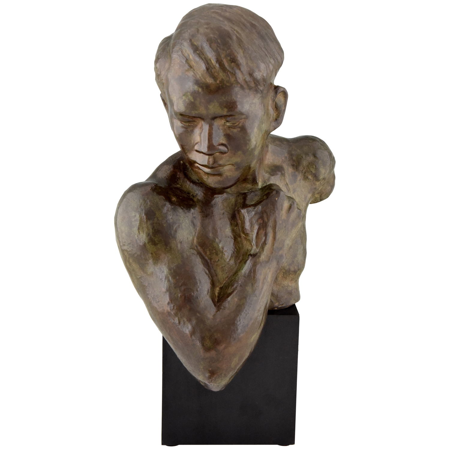 Art Deco bronze bust of a young Asian man