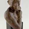 Art Deco bronze beeld Aziatische man