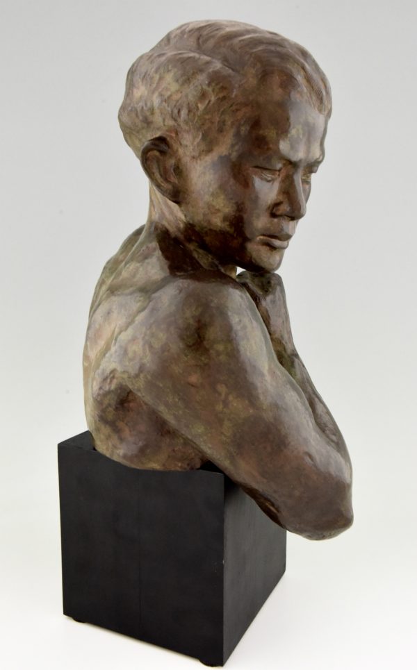 Art deco Bronze Skulptur Asiatischer Mann