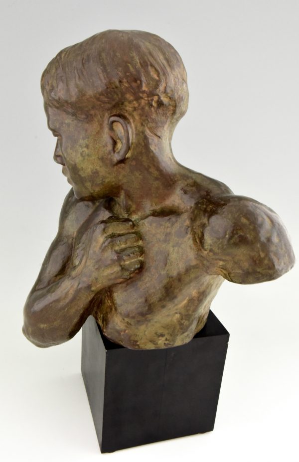 Art Deco bronze bust of a young Asian man