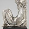 Art Deco bronzen boekensteunen met naakte vrouwen