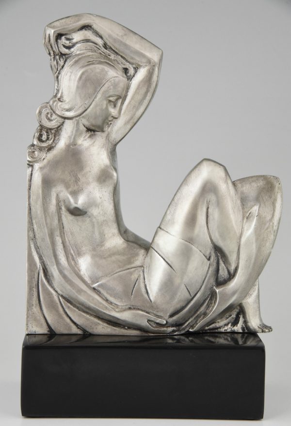 Art Deco serre livres en bronze avec des femmes nues