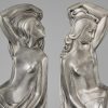 Art Deco Buchstützen Bronze mit Frauenakt